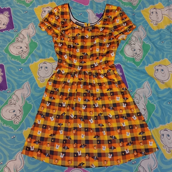 Disney Loungefly Stitch Shoppe Mickey Minnie Mouse Halloween Gingham Laci Dress - Picture 1 of 4